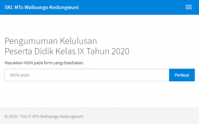Informasi Kelulusan bagi Peserta Didik Kelas IX tahun pelajaran 2019/2020
